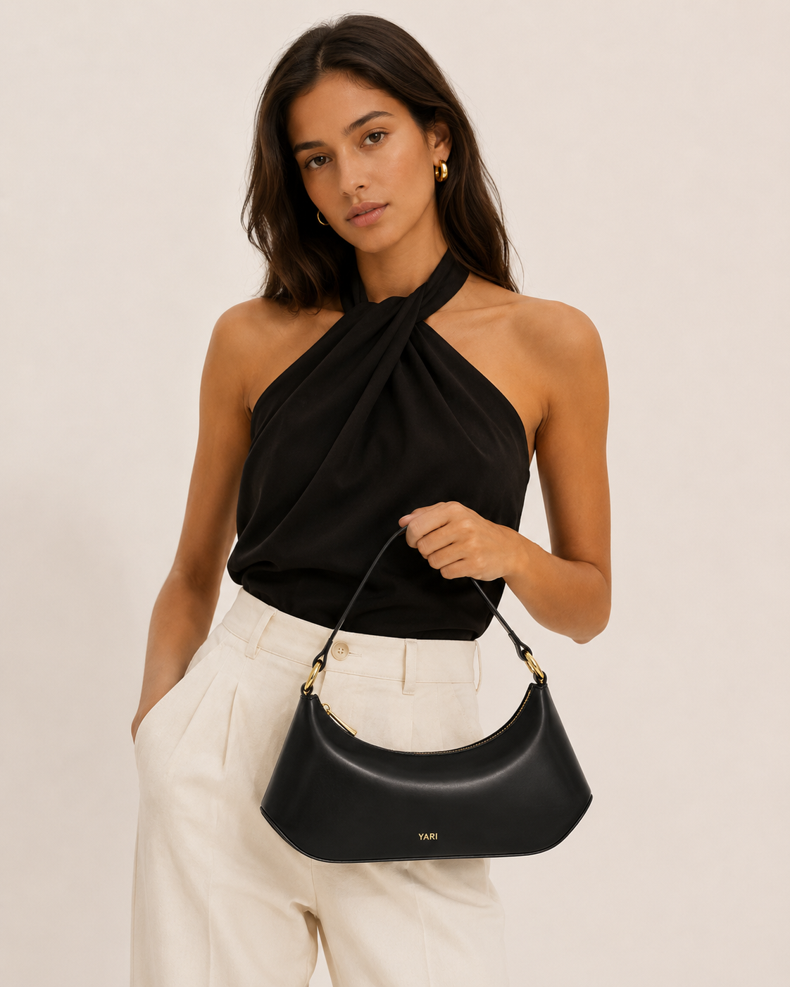 Black Vegan Leather Sling Bag