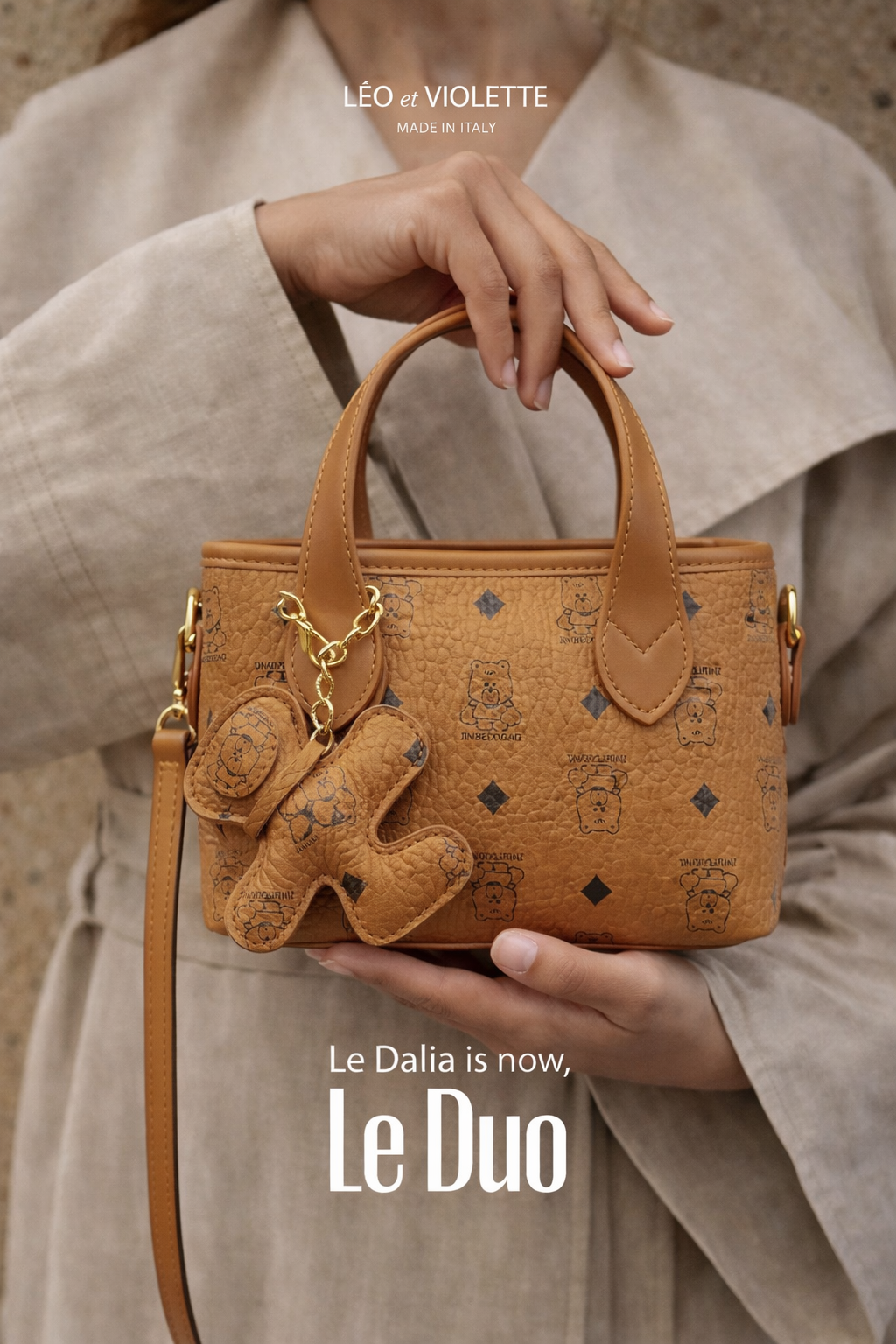 Caramel Teddy Monogram Mini Satchel