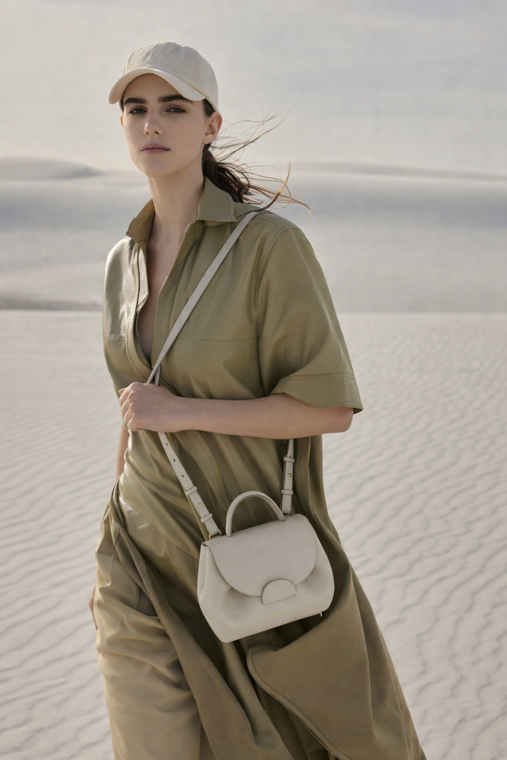 Pearl Luxe Mini Leather Top Handle Crossbody Bag in Soft Grey with Structured Silhouette for Elegant Everyday and Travel Style