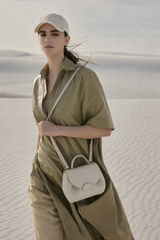 Pearl Luxe Mini Leather Top Handle Crossbody Bag in Soft Grey with Structured Silhouette for Elegant Everyday and Travel Style