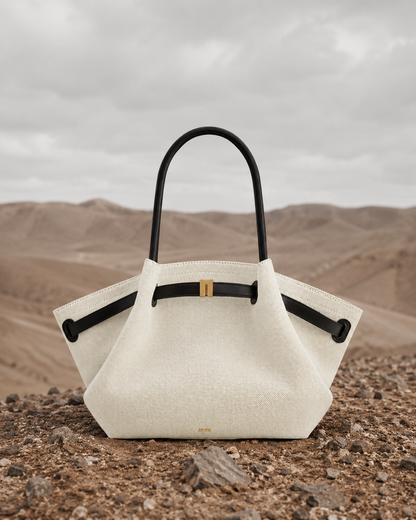 YARI Structured Tote Bag – Ivory & Black