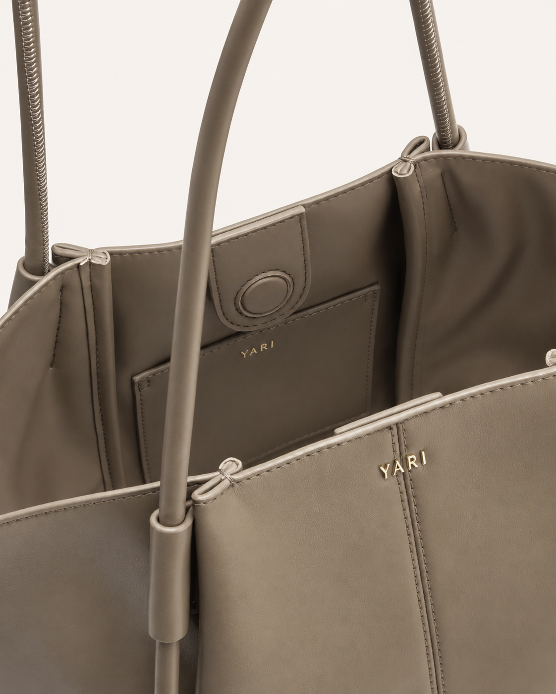 YARI Taupe Vegan Leather Oversized Tote Bag