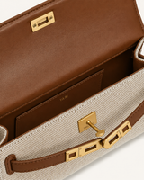 YARI Kelly Boxy Top-Handle Bag – Ivory Canvas & Tan
