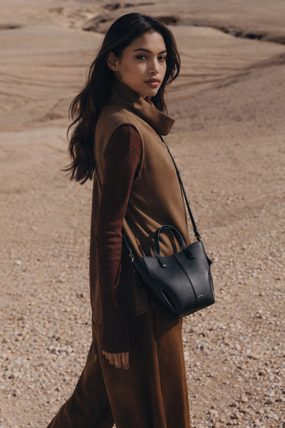Structured Top Handle Crossbody Handbag with Adjustable Shoulder Strap, Gold Hardware & Elegant Everyday Designer Purse
