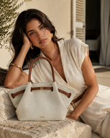 YARI Structured Tote Bag – Ivory & Tan