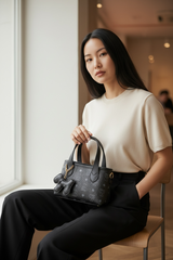 Midnight Monogram Mini Luxe Satchel
