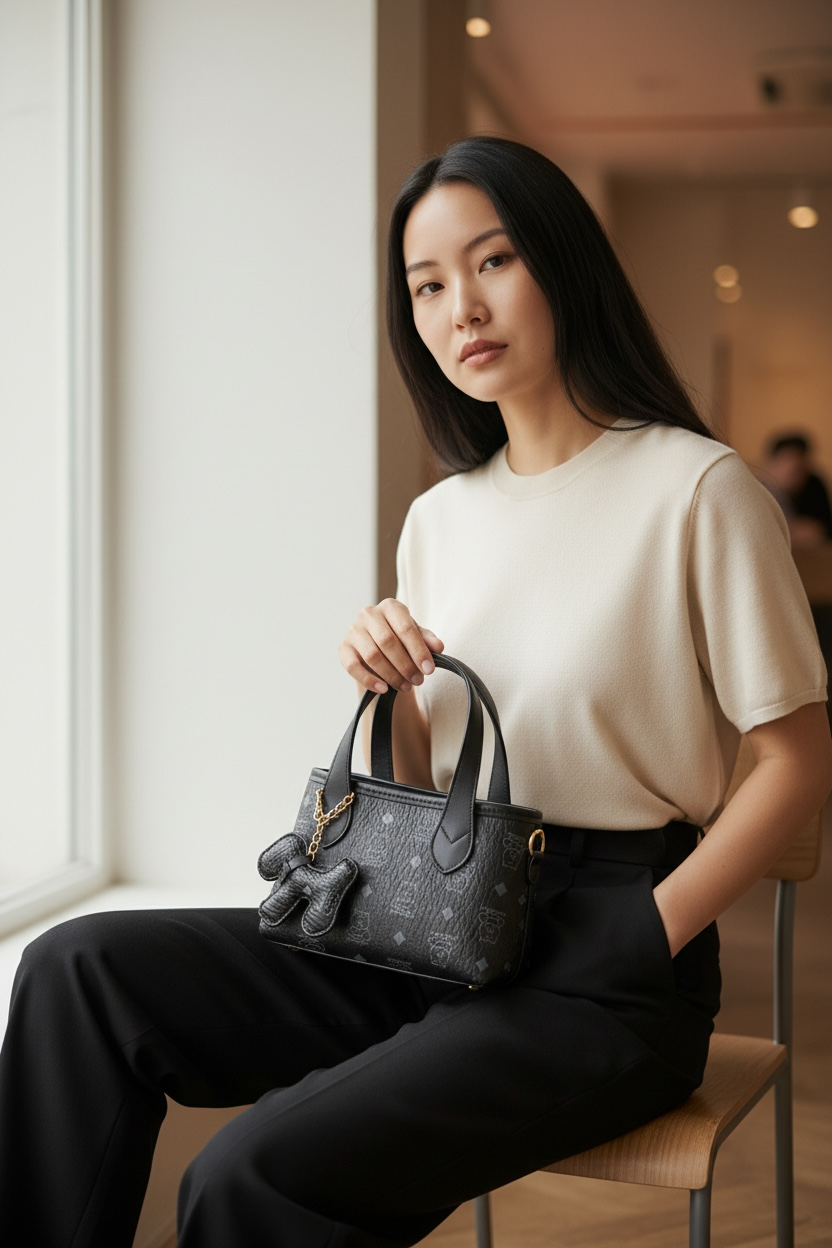 Midnight Monogram Mini Luxe Satchel
