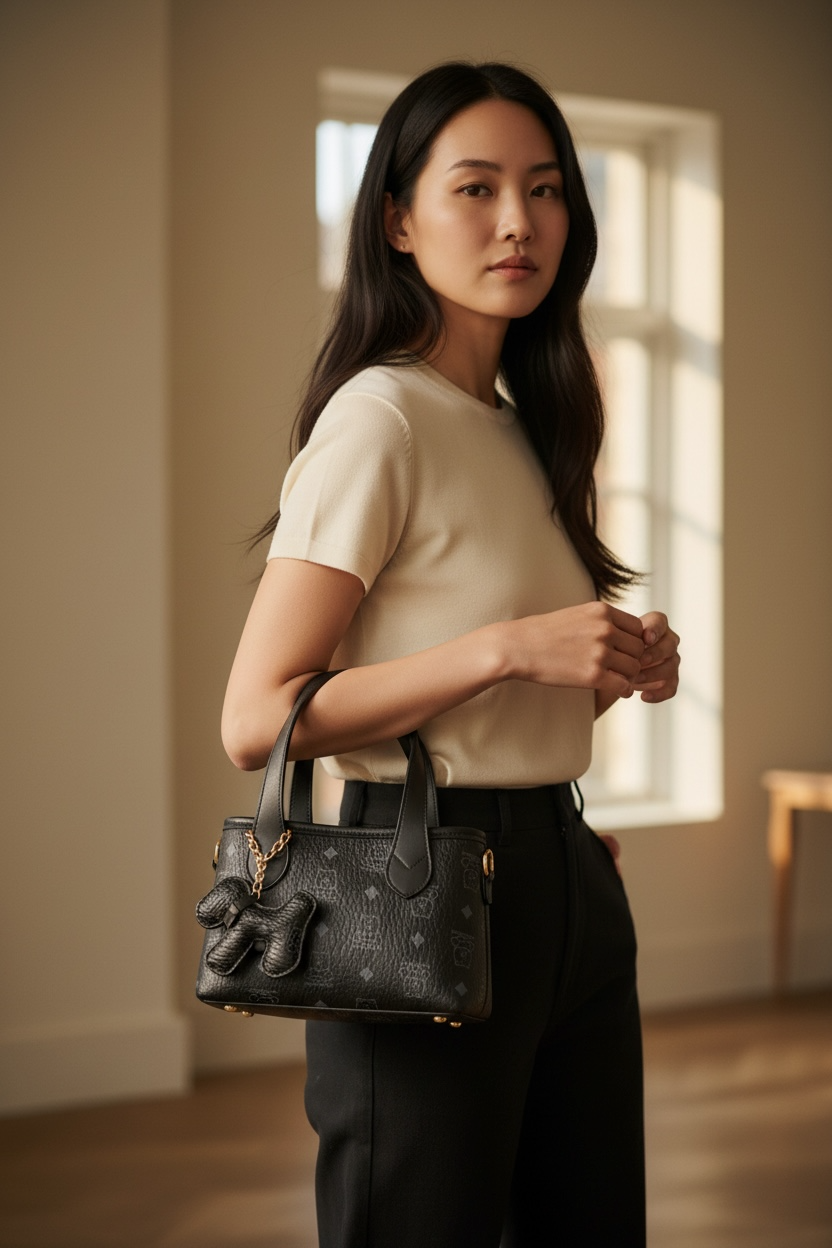 Midnight Monogram Mini Luxe Satchel