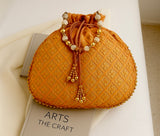 Embroidered Potli Bag with Pearl Handle