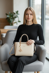 Ivory Aura Luxe Structured Satchel