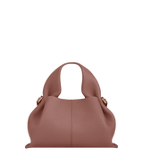 Elegant Minimalist Taupe Wool Cape Outfit with Structured Dusty Rose Leather Crossbody Handbag – Timeless Neutral Luxury Fashion Editorial Look for Autumn/Winter Womenswear