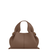 Moody Minimalist Autumn Look Featuring Charcoal Grey Knit Dress and Draped Wool Scarf with Structured Espresso Brown Leather Crossbody Handbag – Elegant Quiet Luxury Womenswear Editorial Style