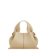 Relaxed Minimalist Coastal Look Featuring Ribbed Oatmeal Knit Cardigan and Soft Neutral Wide-Leg Trousers with Structured Sand Beige Leather Crossbody Handbag – Effortless Quiet Luxury Womenswear Editorial Style