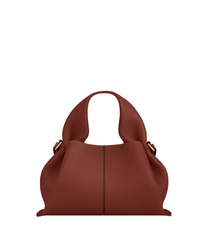 Elegant Minimalist Winter Look Featuring Soft Ivory Textured Coat with Structured Deep Burgundy Leather Crossbody Top Handle Handbag – Timeless Quiet Luxury Womenswear Editorial Style