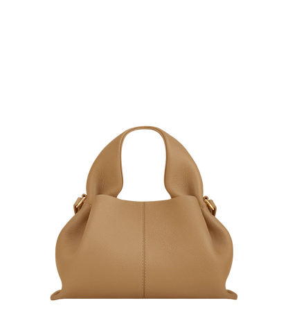 Sophisticated Minimalist Winter Look Featuring Oversized Black Wool Coat with Structured Camel Leather Crossbody Top Handle Handbag – Modern Quiet Luxury Womenswear Editorial Style