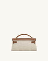 YARI Kelly Boxy Top-Handle Bag – Ivory Canvas & Tan