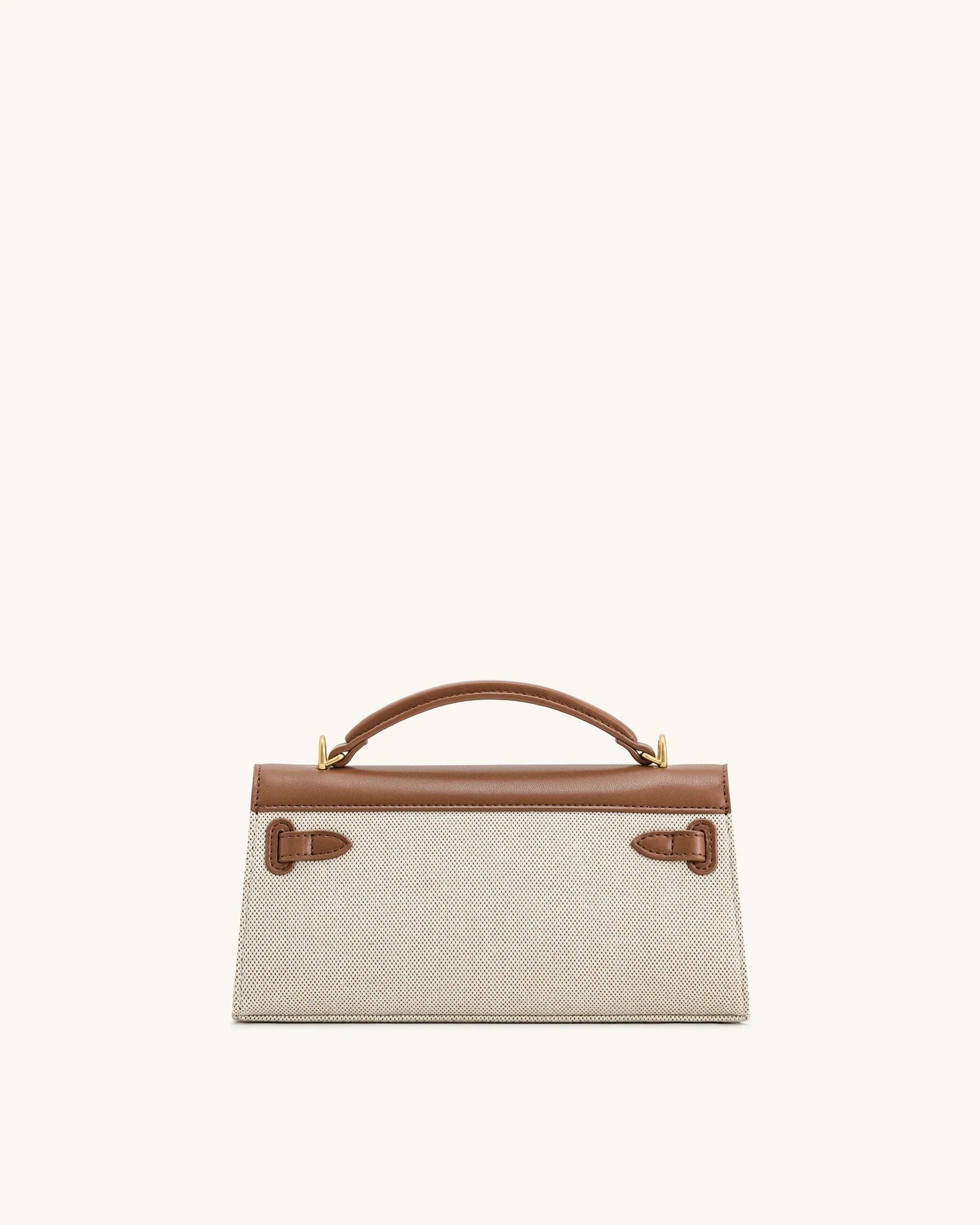 YARI Kelly Boxy Top-Handle Bag – Ivory Canvas & Tan