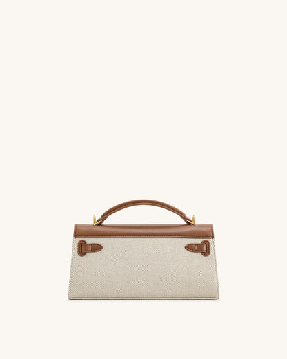 YARI Kelly Boxy Top-Handle Bag – Ivory Canvas & Tan