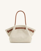 YARI Structured Tote Bag – Ivory & Tan