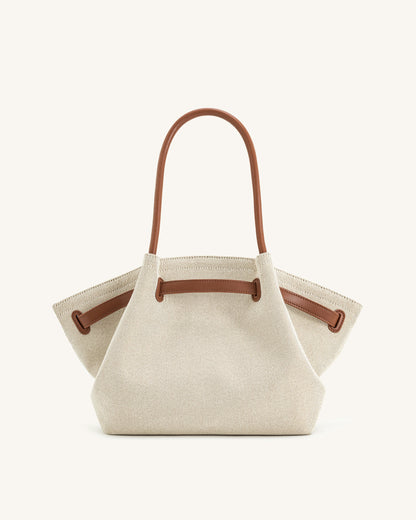 YARI Structured Tote Bag – Ivory & Tan