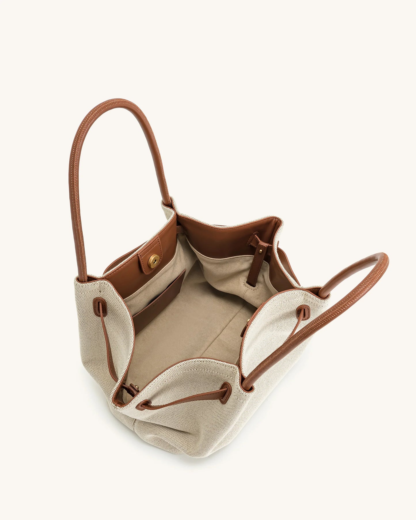 YARI Structured Tote Bag – Ivory & Tan