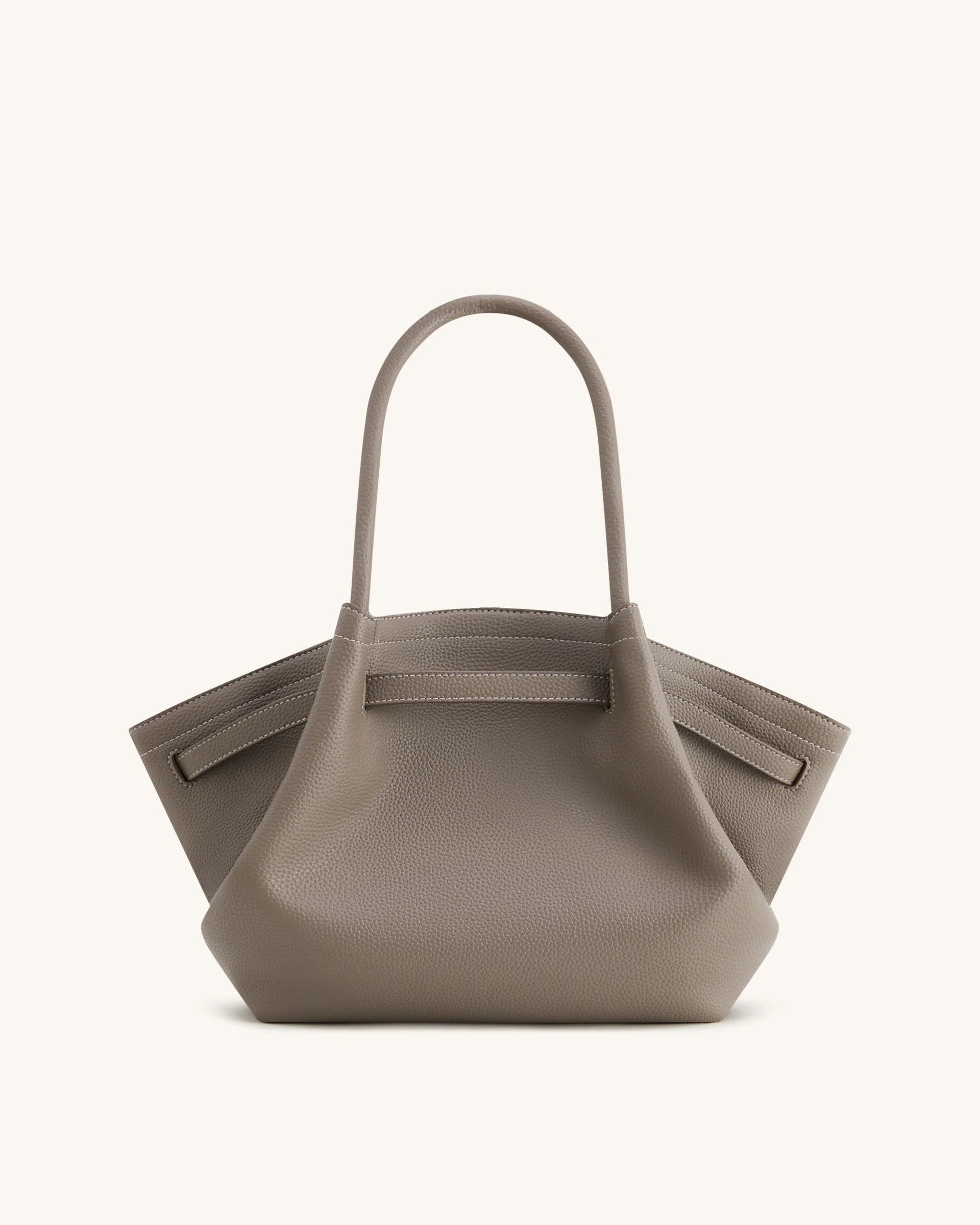 YARI Stone Structured Tote Bag with Gold Turn-Lock Clasp