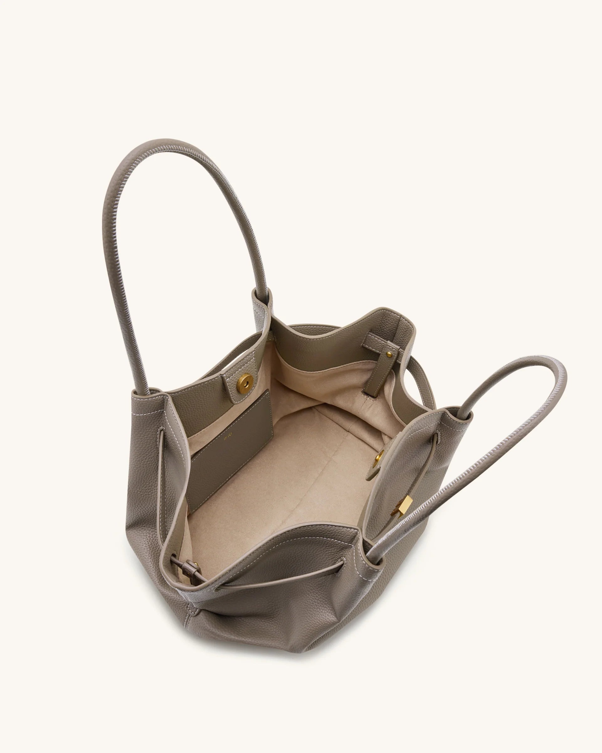 YARI Stone Structured Tote Bag with Gold Turn-Lock Clasp