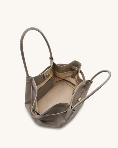 YARI Stone Structured Tote Bag with Gold Turn-Lock Clasp