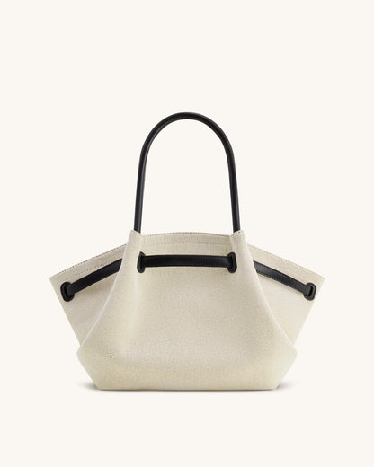 YARI Structured Tote Bag – Ivory & Black