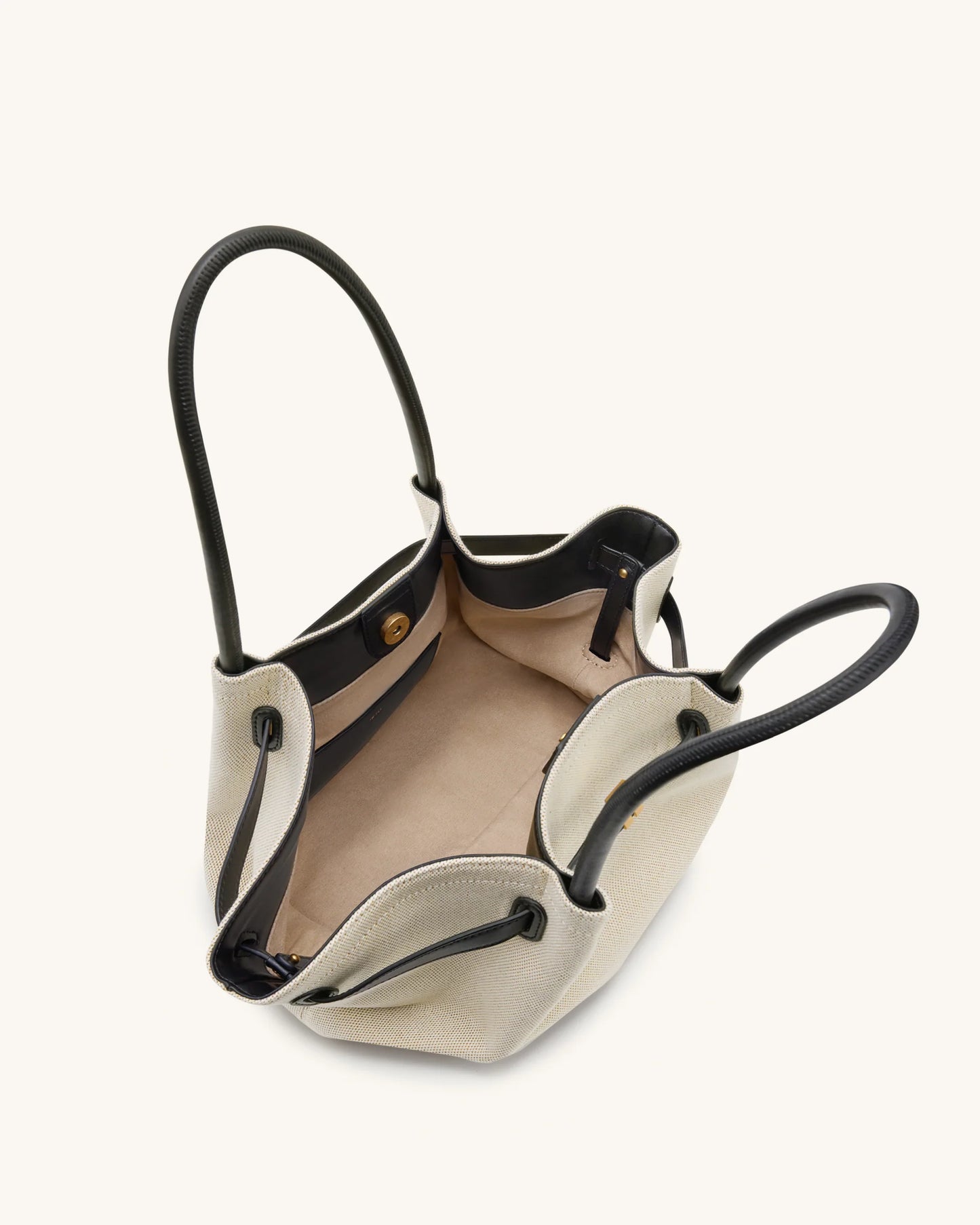 YARI Structured Tote Bag – Ivory & Black