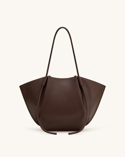 YARI Dark Chocolate Vegan Leather Oversized Tote Bag