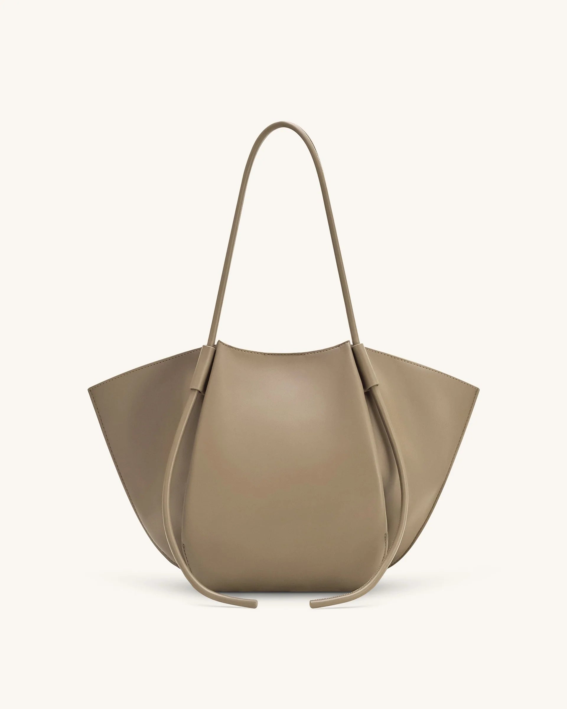 YARI Taupe Vegan Leather Oversized Tote Bag
