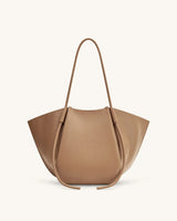 YARI Camel Vegan Leather Oversized Tote Bag