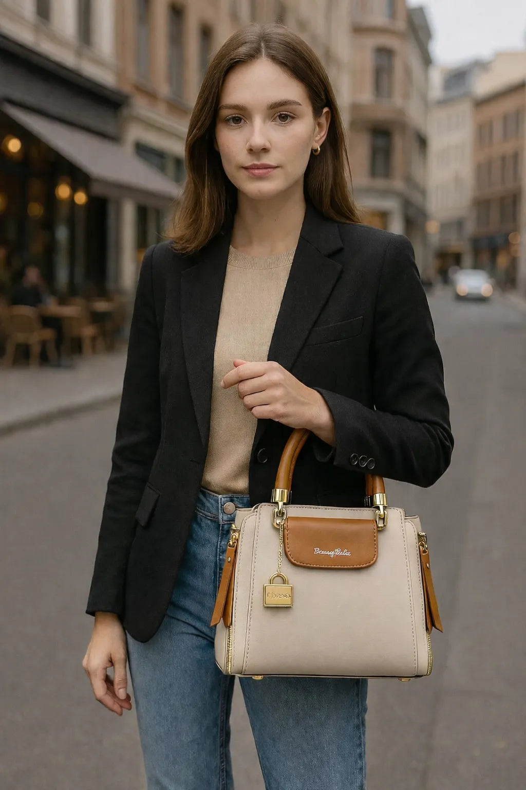 Luxury Designer Tote with Shoulder Strap & Lock Charm            4.7/5 ⭐⭐⭐⭐⭐ (968 reviews)