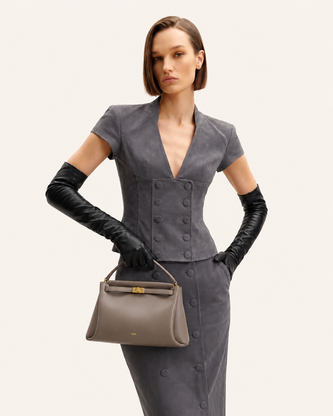 YARI Mini Top-Handle Bag – Taupe
