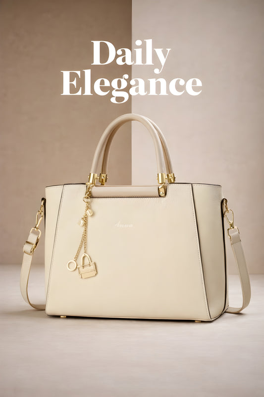 Ivory Aura Luxe Structured Satchel