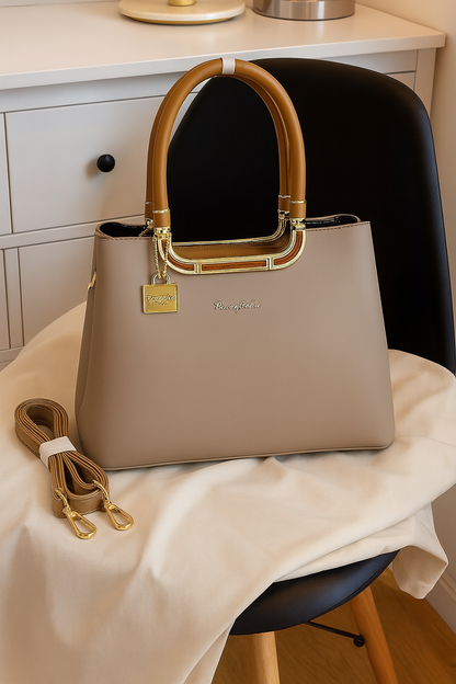 Luxury Designer Handbag for Women – Elegant Structured Tote with Dual Handles and Detachable Strap