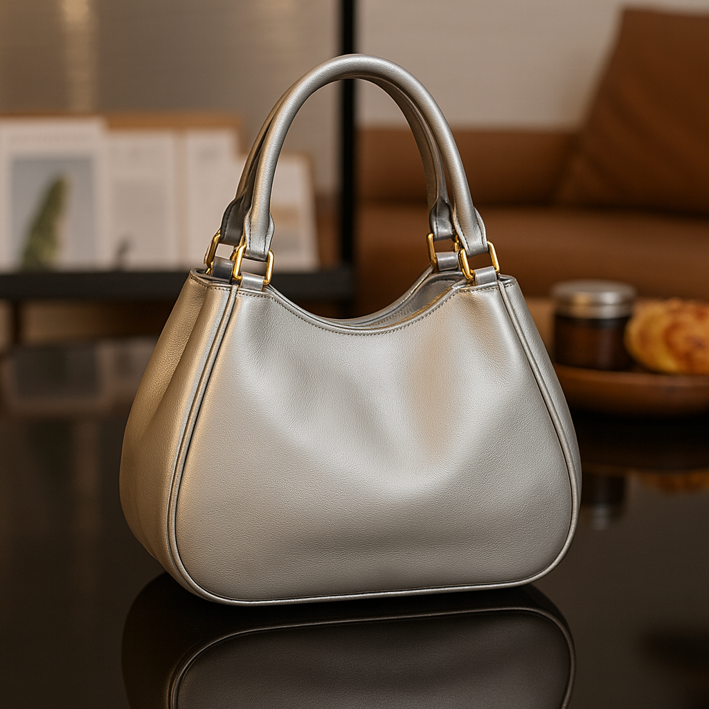 Luxury Metallic Elegance Shoulder & Handbag for Women – Premium Golden Hardware Designer PU Leather Bag
