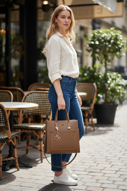 Amara Chestnut Charm Structured Tote