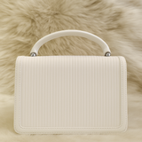 Premium Cream Ribbed-Texture Top-Handle Sling Bag with Designer Metallic Twist Lock