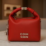 Premium Red Soft-Texture Sling Bag with Metal Logo & Designer Charm