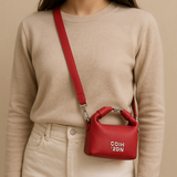 Premium Red Soft-Texture Sling Bag with Metal Logo & Designer Charm