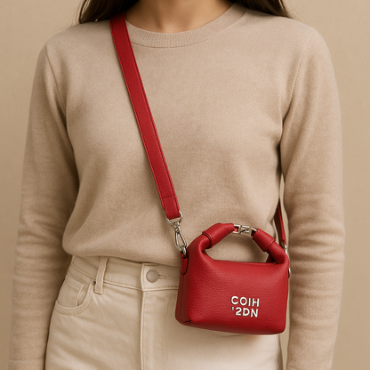 Premium Red Soft-Texture Sling Bag with Metal Logo & Designer Charm
