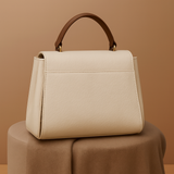 Premium White Textured Handbag with Golden Diamond