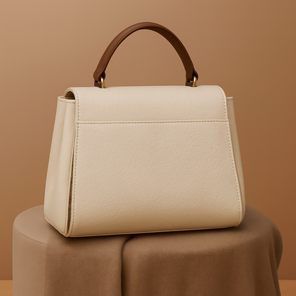 Premium White Textured Handbag with Golden Diamond