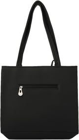 Black Artificial Leather Tote Bag For Women