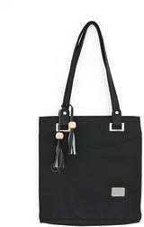 Black Artificial Leather Tote Bag For Women