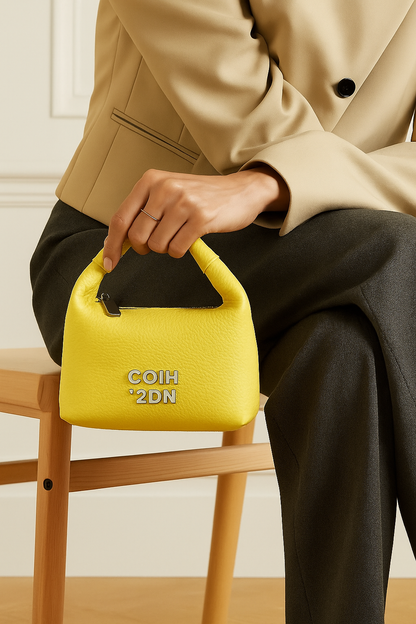Trendy Yellow Soft-Texture Sling Bag with Metal Logo & Designer Charm Accent