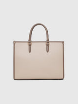 YARI Classic Beige Structured Tote Handbag with Detachable Strap