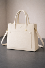 YARI Ivory Grace Structured Satchel Handbag